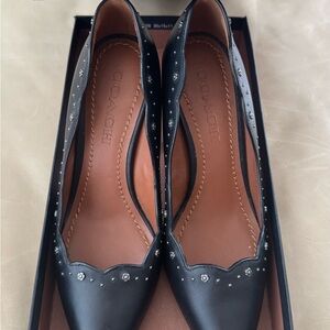 Coach Black Flats with Silver Accents